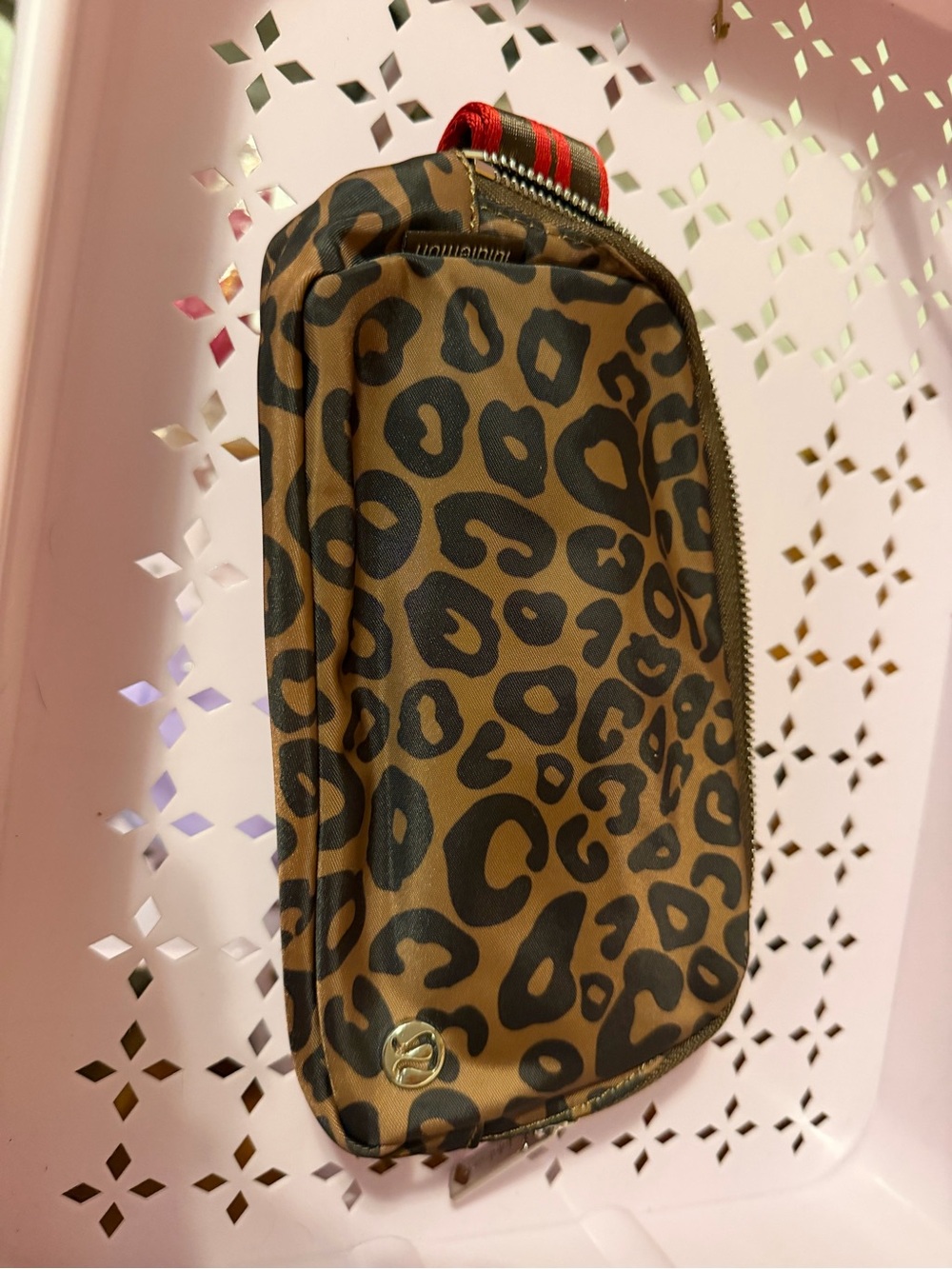 Leopard Print Brown belt bag metal clasp